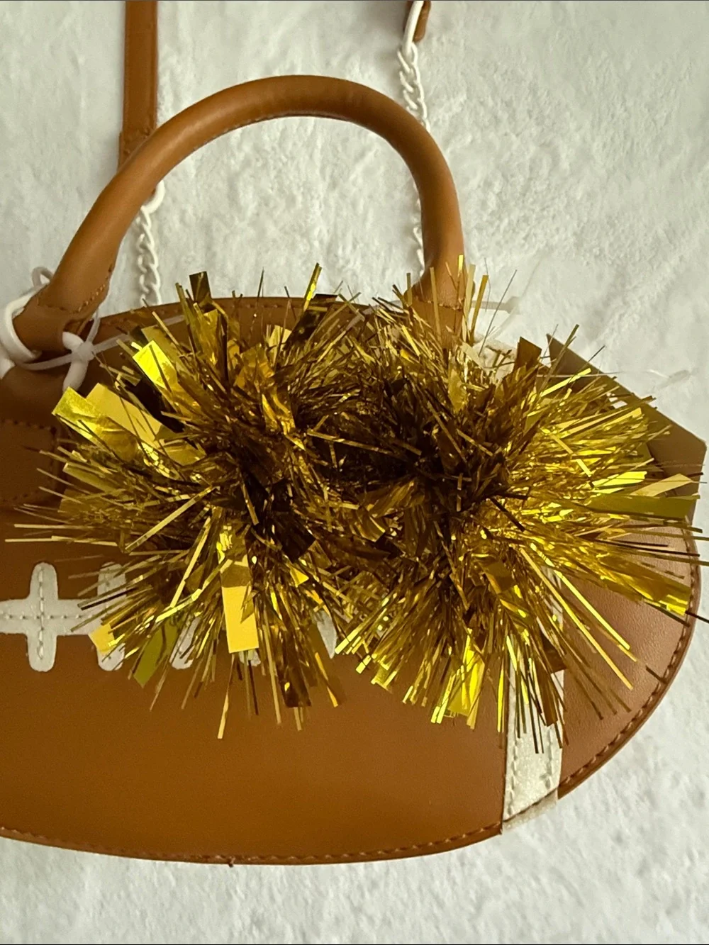 Betsey Johnson Brown and Cream Football Crossbody Bag Viral Tik Tok Purse
